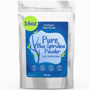 Blue Spirulina Powder - 100% Pure Superfood Supplement - Brilliant Blue Natural Food Coloring - Pure Water Extracted - Ellies Best (16 oz)