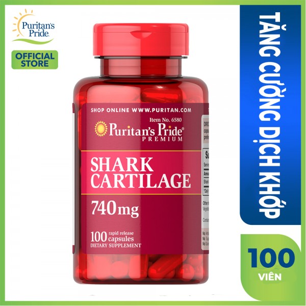 Viên uống sụn vi cá mập giảm đau khớp bổ sung Chondroitin tăng cường dịch khớp Puritans Pride Shark Cartilage 740mg 100 viên