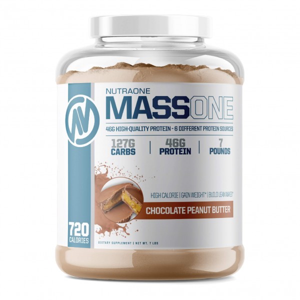 Massone Mass Gainer Protein Powder by NutraOne – Gain Mass Protein Meal Replacement (Chocolate Peanut Butter - 7 lbs.)