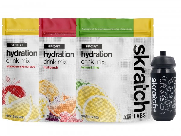 Skratch Labs Hydration Drink Mix Bundle- Strawberry Lemonade, Fruit Punch, Lemon Lime- 60 Servings- Electrolyte Powder for Exercise, Endurance and ...