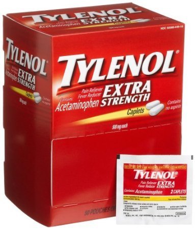 Tylenol(R) Extra-Strength, 2-Caplet Dosage, Box Of 50 (3 Boxes)