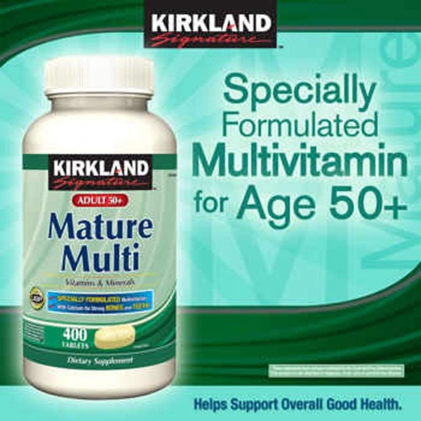 Kirkland Signature Adults 50+ Mature Multi, 400 Tablets , Pack of 4