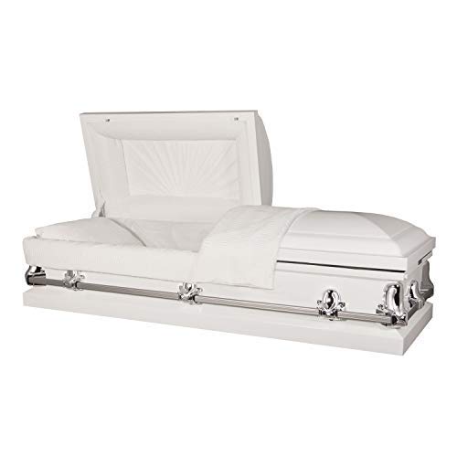 Titan Casket Orion Series Steel Casket (White) Handcrafted Funeral Casket - White Finish with White Crepe Interior
