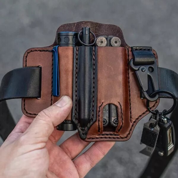 Genuine Leather EDC Belt Loop Waist Multitool Sheath Belt Bag Waist Bag