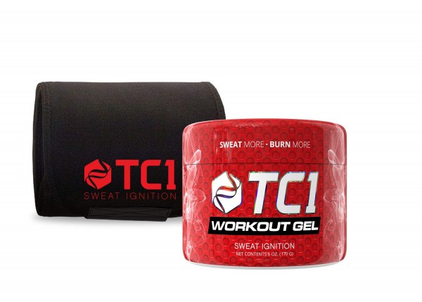 TC1 Waist Belt Bundle with TC1 Advanced Topical Sweat Workout Enhancer with Capsaicin