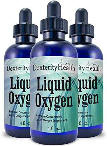 Dexterity Health Liquid Oxygen Drops, 3-Pack of 4 oz. Dropper-Top Bottles, Vegan, All-Natural, Safe and Sterile, Proprietary Blend of Oxygen-Rich C...