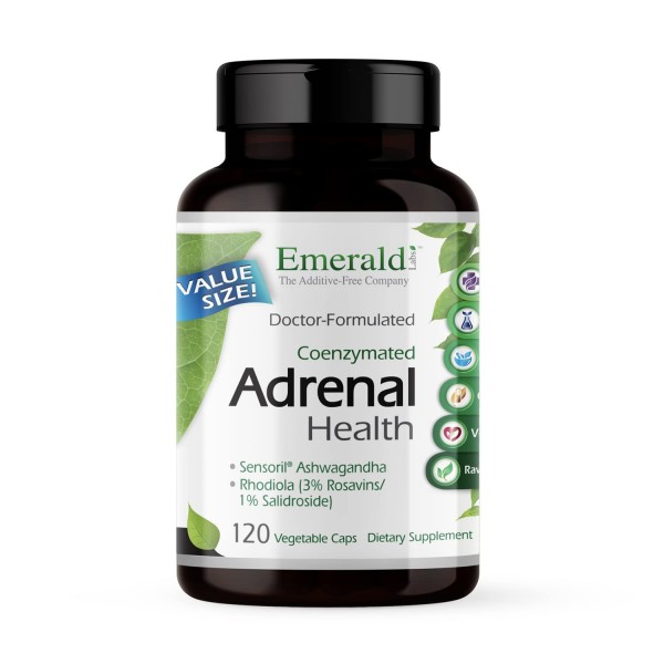 Emerald Labs Adrenal Health - with Sensoril Ashwagandha and Rhodiola Extract for Energy, Stress and Sleep Support - 120 Vegetable Capsules