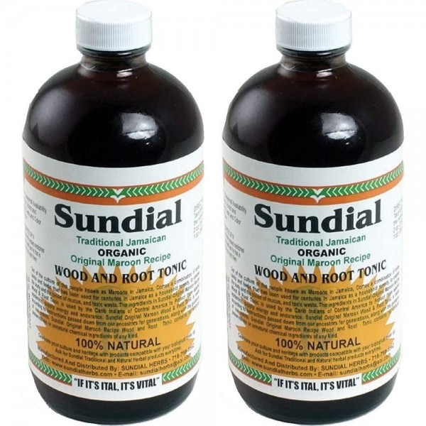 Sundial Traditional Jamaican Organic Wood & Root Herbal Tea [Pack of 2 - Maroon - 16 oz.]