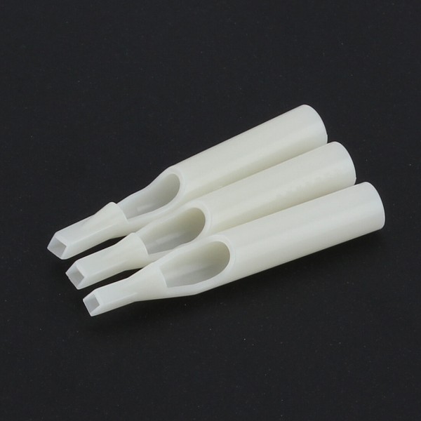 10Pcs Steriled Tattoo Disposable White Plastic Flat Nozzle Tube Tip Mixed Sizes