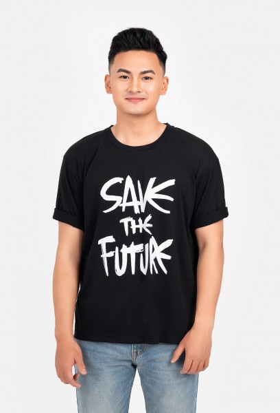 Áo thun oversize in Save The Future Clean Vietnam - màu Đen