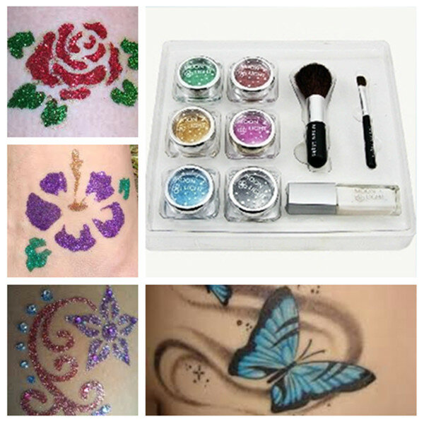 Diamond Glitter Painted Temporary Tattoo Stencils Kit for Body Art