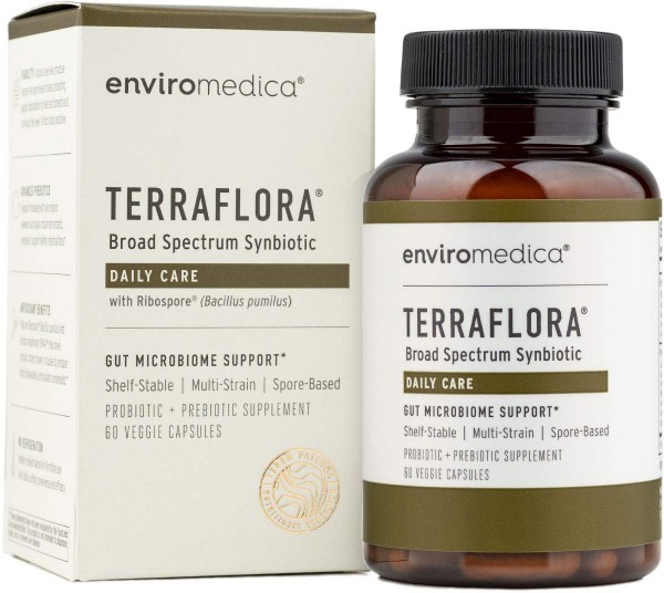 Terraflora Daily Care synbiotic of probiotics and prebiotics for women and men 60 ct, soil based, shelf stable, allergen friendly spore based suppl...