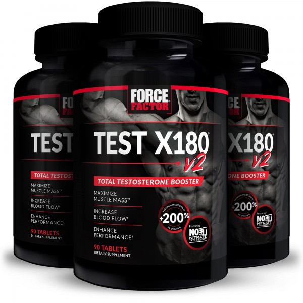 Test X180 v2, 3-Pack, Testosterone Booster for Men, Testosterone Supplement with Testofen and NO3-T Nitrates to Build Muscle, Increase Nitric Oxide...