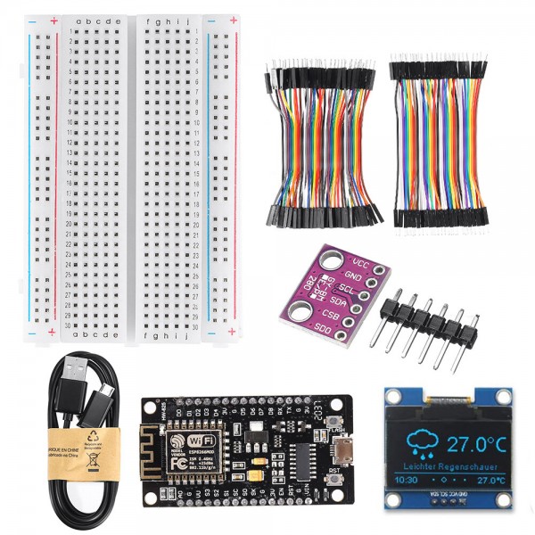 AOQDQDQD® WiFi Weather Station Kit 5V BMP280 Temperature Humidity Atmospheric Pressure Sensor + 0.96