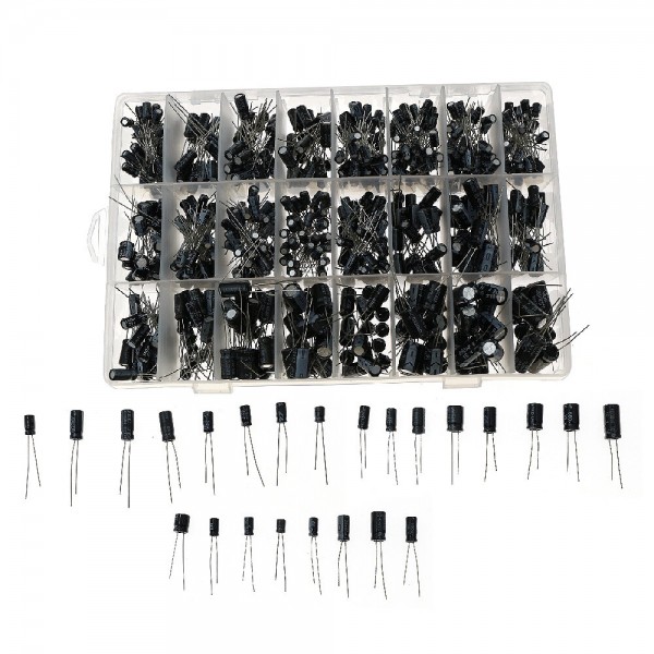 630pcs/set 24 Values High Frequency Electrolytic Capacitor Kit Set 0.1UF-1000UF Aluminum Capacitors for DIY Project Expe