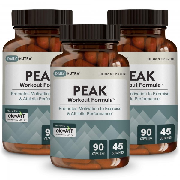 Peak Workout Formula by DailyNutra - Improved Motivation and Exercise Output | Pre-Workout and Recovery Supplement Featuring ActiGin, elevATP, Yerb...