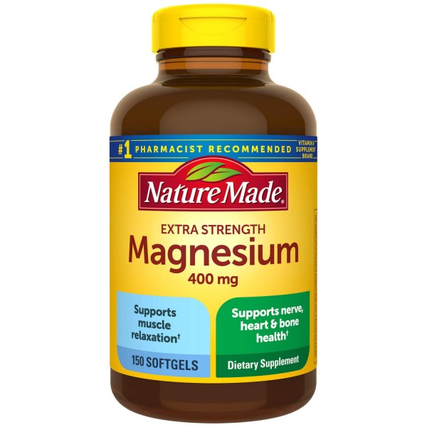 Nature Made High Potency Magnesium 400 mg, Pack of 3 Bottles, 150 Softgels Each