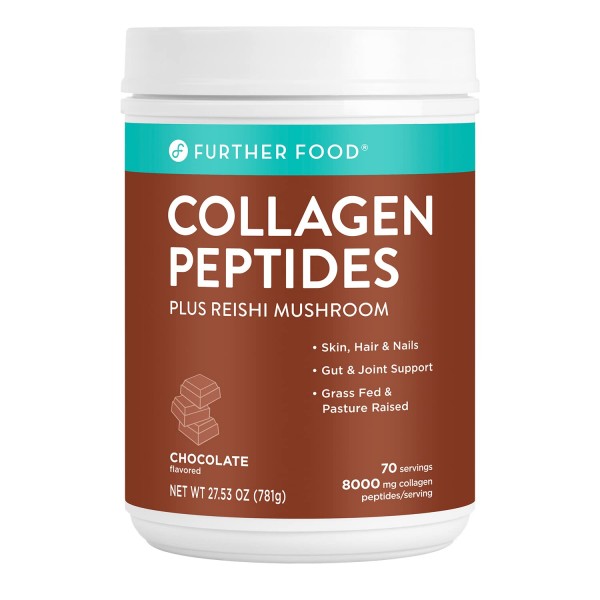 Further Food Collagen Peptide Powder, Dark Chocolate Collagen with Cacao, Grass-Fed Pasture-Raised Hydrolyzed Type 1 & 3 Collagen, Gut Health Paleo...