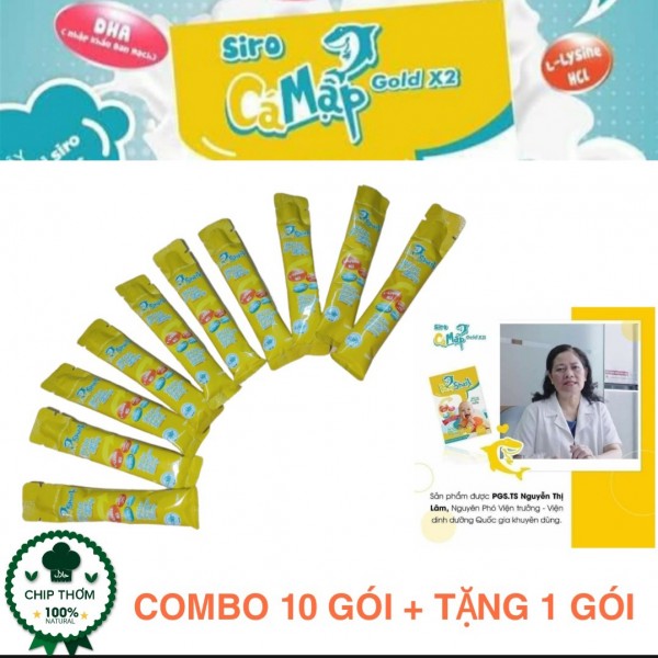 [HCM]Combo 10 Gói Lẻ Siro Ăn Ngon Hết Táo Bón Tăng Cân Tự Nhiên Cá Mập Gold X2 Mẫu Mới Nhất Của Baby Shark