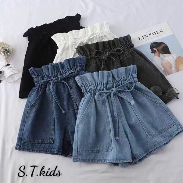 [ HÀNG XUẤT KHẨU ] Quần short jean cạp cao nơ xinh - chất jean đẹp siêu xịn đủ Size cho bé gái (size đại)