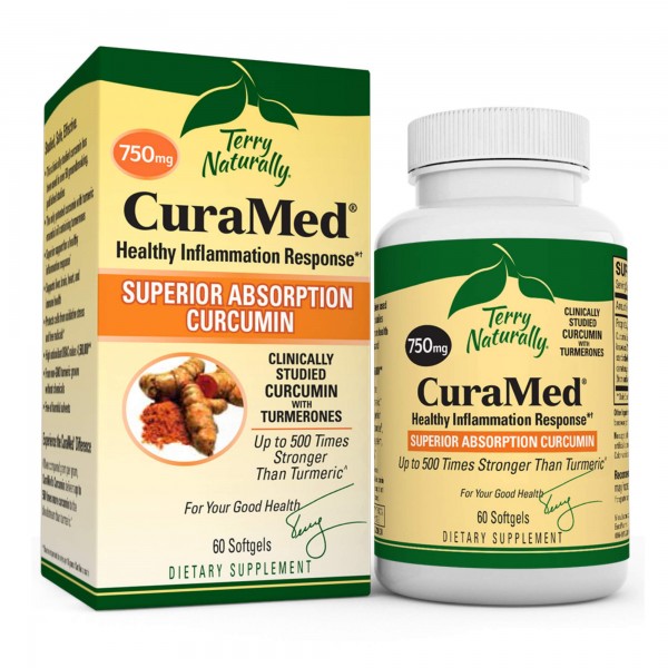 Terry Naturally CuraMed 750 mg - 60 Softgels - Superior Absorption BCM-95 Curcumin Supplement , Promotes Healthy Inflammation Response - Non-GMO , ...