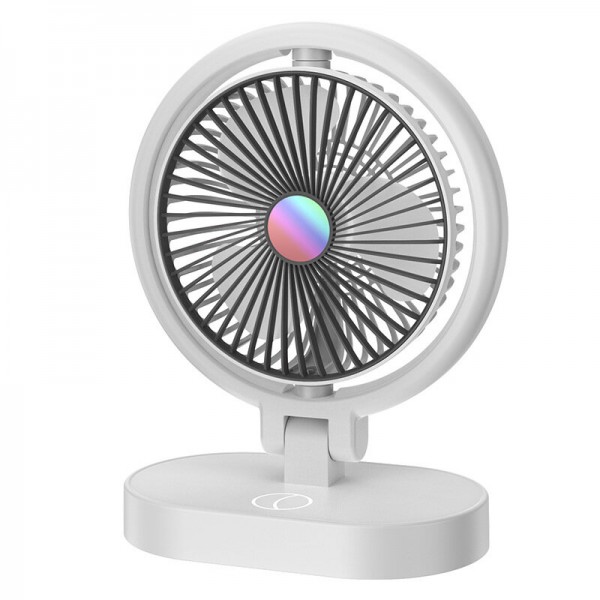 Folding Small Fan Portable Home Mute USB Desktop Charging Three Level Atmosphere Night Light Small Electric Fan