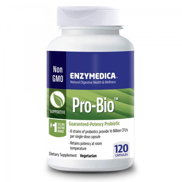 Enzymedica, Pro-Bio, Shelf Stable Probiotic for Healthy Digestion, 10 Billion CFU, 120 Capsules