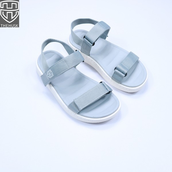 Giày Sandals Nữ TheHusk 2 Quai Ngang Màu Xám Đế Trắng - TH10