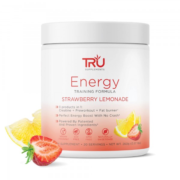 TRU Supplements Energy, Pre Workout Training Formula, Vegan Friendly, No Jitters, Improve Workout Performance, Naturally Extracted Flavors, 20 Serv...