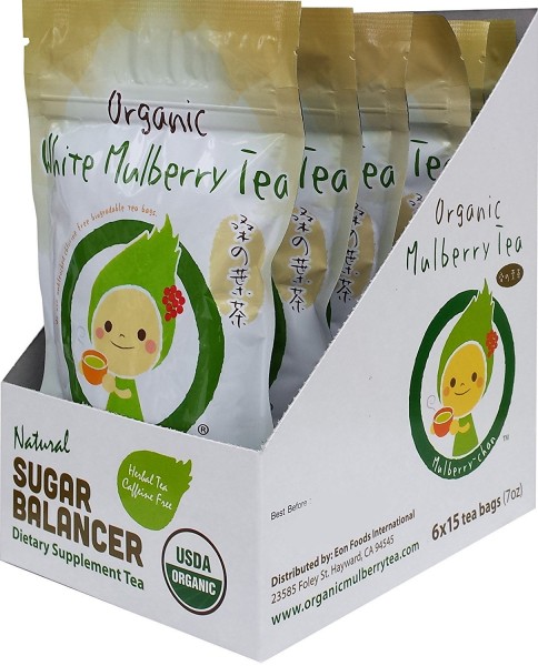 USDA Organic White Mulberry Leaf Tea (90 Teabags) Blood Sugar Controller | Caffeine Free | Boosts Immune System | Helps with Weight Loss