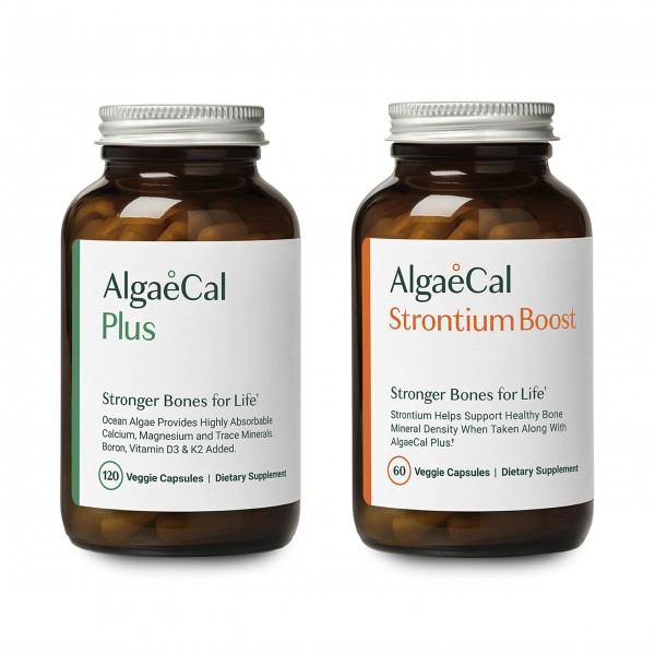 AlgaeCal - Bone Builder Pack for Density Increase, AlgaeCal Plus & Strontium Boost, Calcium Plant-Based Supplement with Vitamin D3, Magnesium & 13 ...