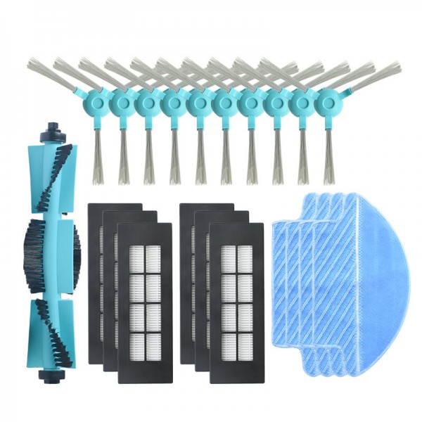 21pcs Replacements for Conga 3090 Vacuum Cleaner Parts Accessories Main Brush*1 Side Brushes*10 HEPA Filters*6 Mop Cloth