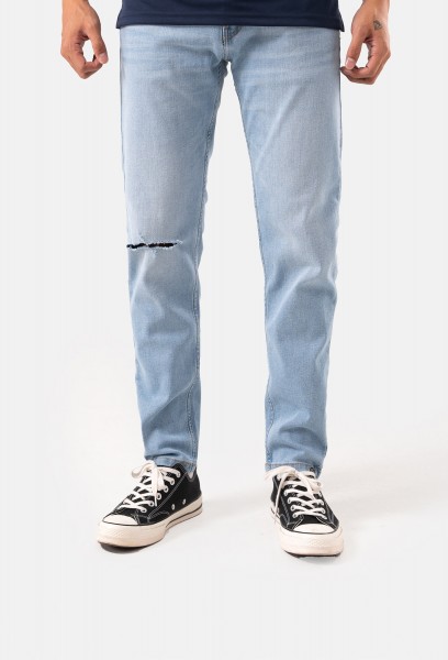 Quần Jeans Basic Slimfit xé gối - màu Xanh nhạt