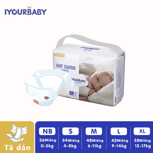 [Chỉ từ 2300đ/miếng][Freeship toàn quốc 18K]Tã/Bỉm dán IYOURBABY siêu mỏng khô thoáng đủ size NB36/S54/M48/L42/XL38