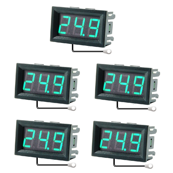 5Pcs 0.56 Inch Mini Digital LCD Indoor Convenient Temperature Sensor Meter Monitor Thermometer with 1M Cable -50-120℃ DC