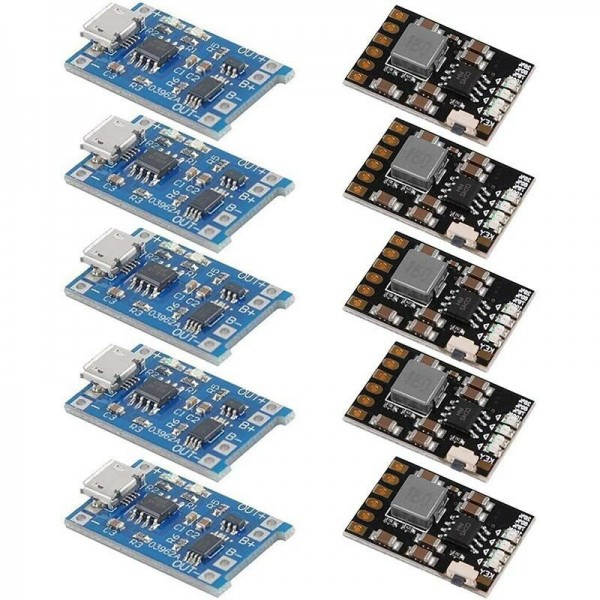 10PCS Lithium Battery Charging Module Set 5V 1A TP4056 Charging Modules + 5V 2A Charge Discharge Integrated Module