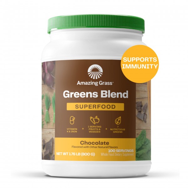 Amazing Grass Greens Blend Superfood: Super Greens Powder with Spirulina, Beet Root Powder, Chlorella, Digestive Enzymes, Prebiotics & Probiotics, ...