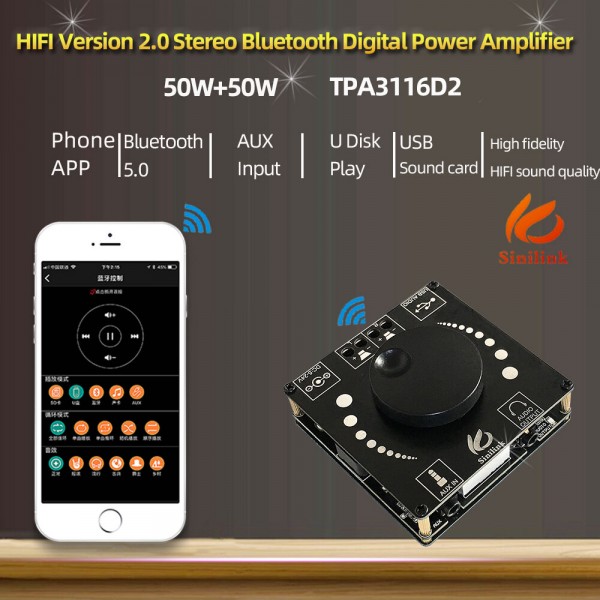 3Pcs XY-AP50H 50W+50W HIFI bluetooth 5.0 Wireless Audio TPA3116D2 Digital Power Amplifier Stereo board 50Wx2 Amp Amplifi