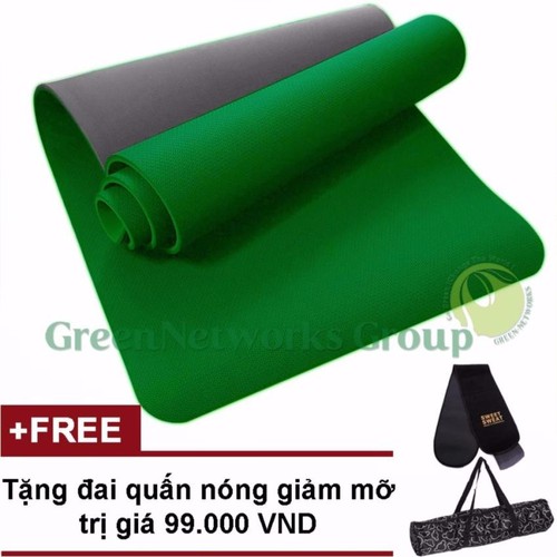 Thảm tập gym và yoga tpe 8mm 2 lớp xanh lá + tặng đai quấn mỡ