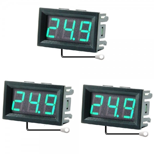 3Pcs 0.56 Inch Mini Digital LCD Indoor Convenient Temperature Sensor Meter Monitor Thermometer with 1M Cable -50-120℃ DC