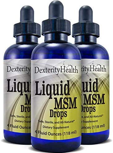 Dexterity Health Liquid MSM Drops, 3-Pack of 4 oz. Dropper-Top Bottles, 100% Sterile, Vegan, All-Natural and Non-GMO, Contains Organic MSM, Contain...