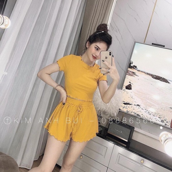 [FREE SHIP] Sét bộ thun short croptop vải borip siêu mát siêu xinh TTSLA0126