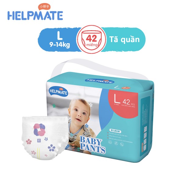 [Giao hoả tốc-freeship]Tã/Bỉm quần HELPMATE siêu mỏng thoáng khí size  L42 (Cho bé 9kg - 14kg) - Gói 42