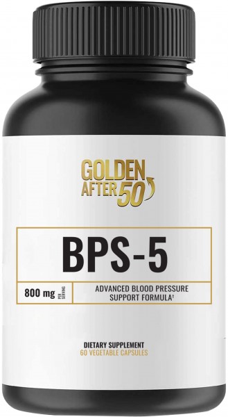 Golden After 50 BPS-5 - Blood Pressure Support Supplement - 60 Vegetable Capsules - Helps Support Blood Flow and Heart Health - 800mg Magnesium Sup...