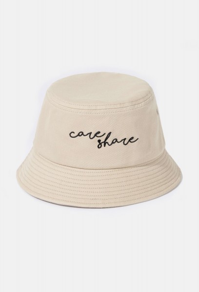 Mũ/Nón Bucket Hat thêu Care & Share Handwriting - màu be