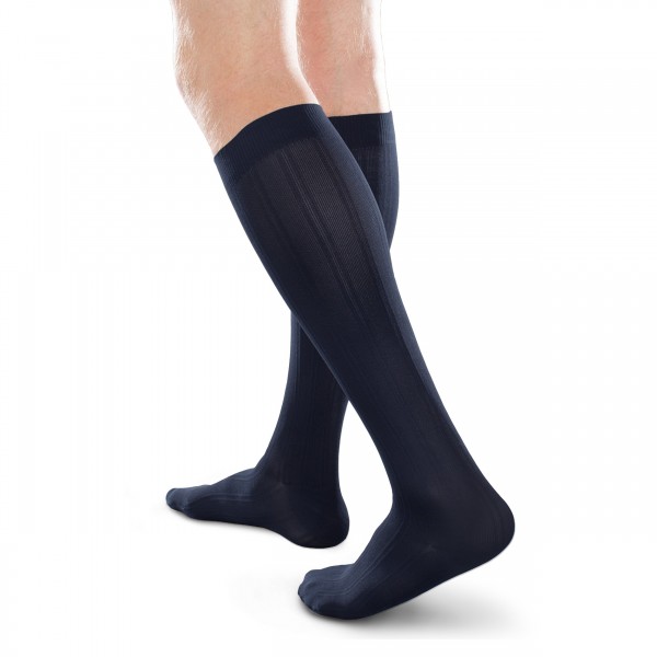 Ease Opaque Men's Trouser Socks with Moderate (20-30mmHg) Compression (Navy, Large Short)