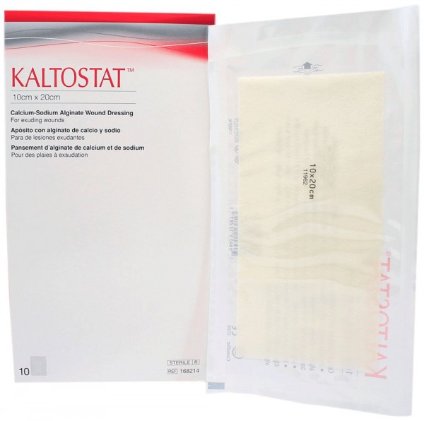 Convatec 168214 Kaltostat Calcium-Sodium Alginate Wound Dressing 4" x 8" (10cm x 20cm) - Box of 10 Dressings