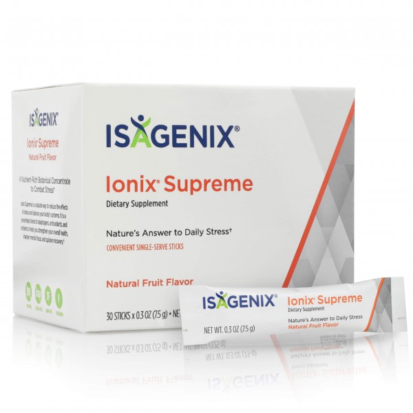 Isagenix Ionix Supreme - Drink with Niacin, Vitamin B12, Vitamin B6 and Ribflavin to Help Fight Stress - 225 Grams - 30 Packets (Natural Fruit Flavor)