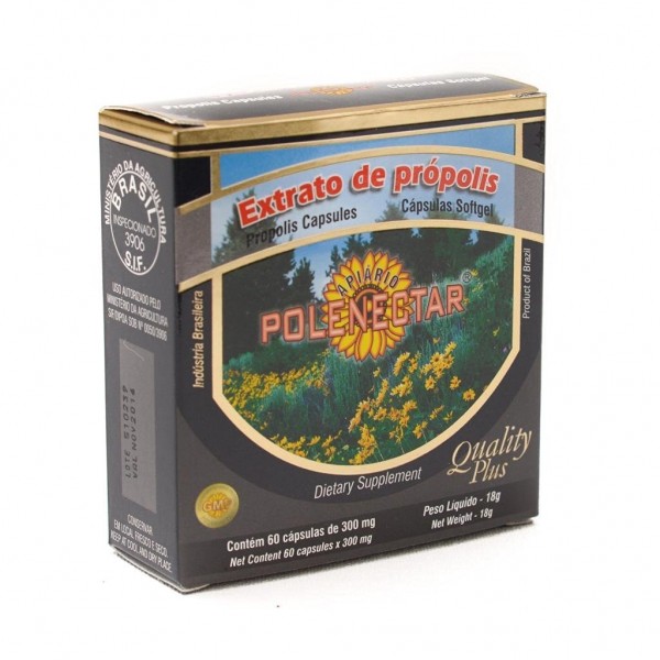 6 Boxes of Brazilian Green Bee Propolis Extract Apiario Polenectar Concentrated Softgel 300 mg Capsules by JLBrazil