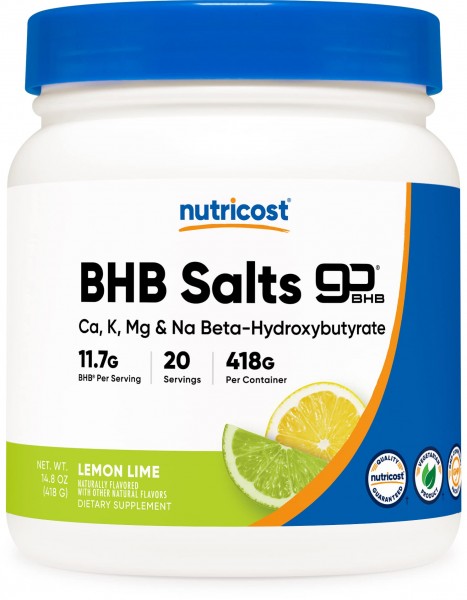 Nutricost BHB Exogenous Ketone Salts (Beta-Hydroxybutyrate) Lemon-Lime 20 Servings (4-in-1 Ca, K, Mg, Na)